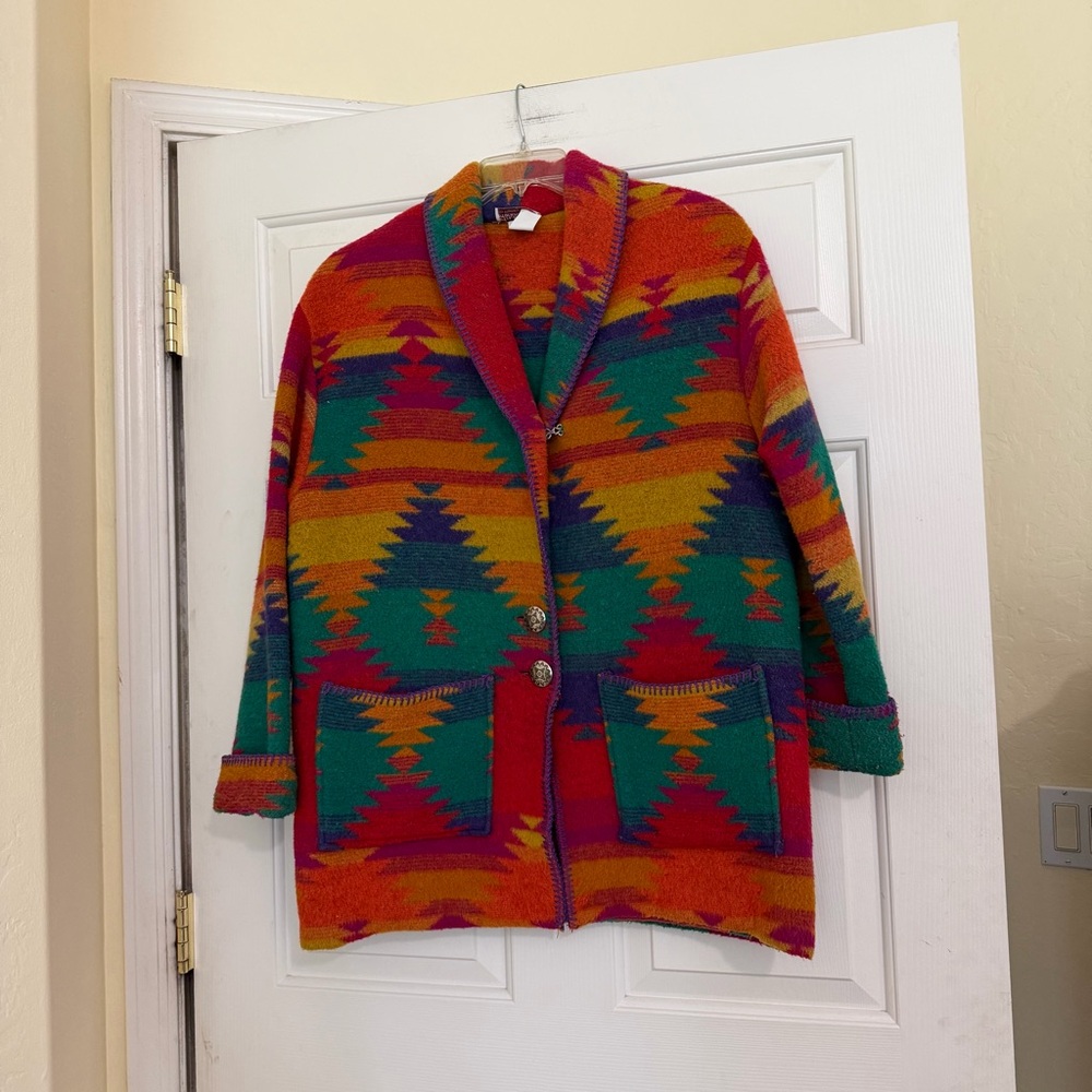 Vintage Miller Stockman Western Colorful Aztec Southwestern Coat Jacket Small S